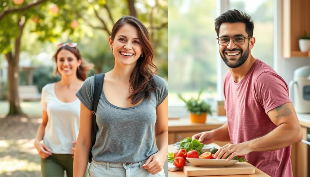 Person looking confident and healthy after achieving their weight management goals