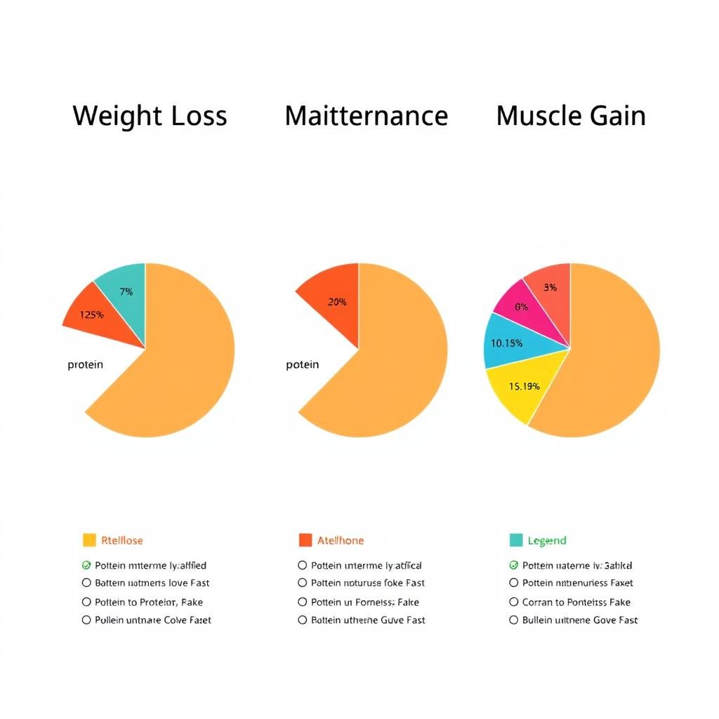 Pie chart showing optimal macronutrient distribution for different weight management goals